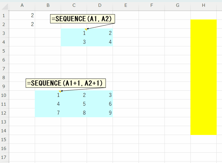 スピル範囲の自動色付け（強調表示）